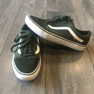 Vans Forest Green and White Sneakers